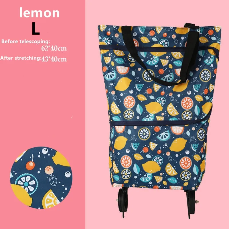 Oxford Folding Shopping Bag Shopping Cart Wheels Bag Small Pull Cart Women's Buy Vegetables Bag Shopping Organizer Tug Package