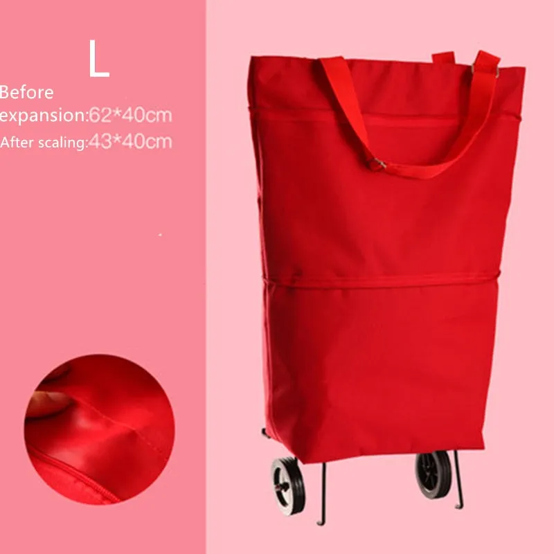 Oxford Folding Shopping Bag Shopping Cart Wheels Bag Small Pull Cart Women's Buy Vegetables Bag Shopping Organizer Tug Package