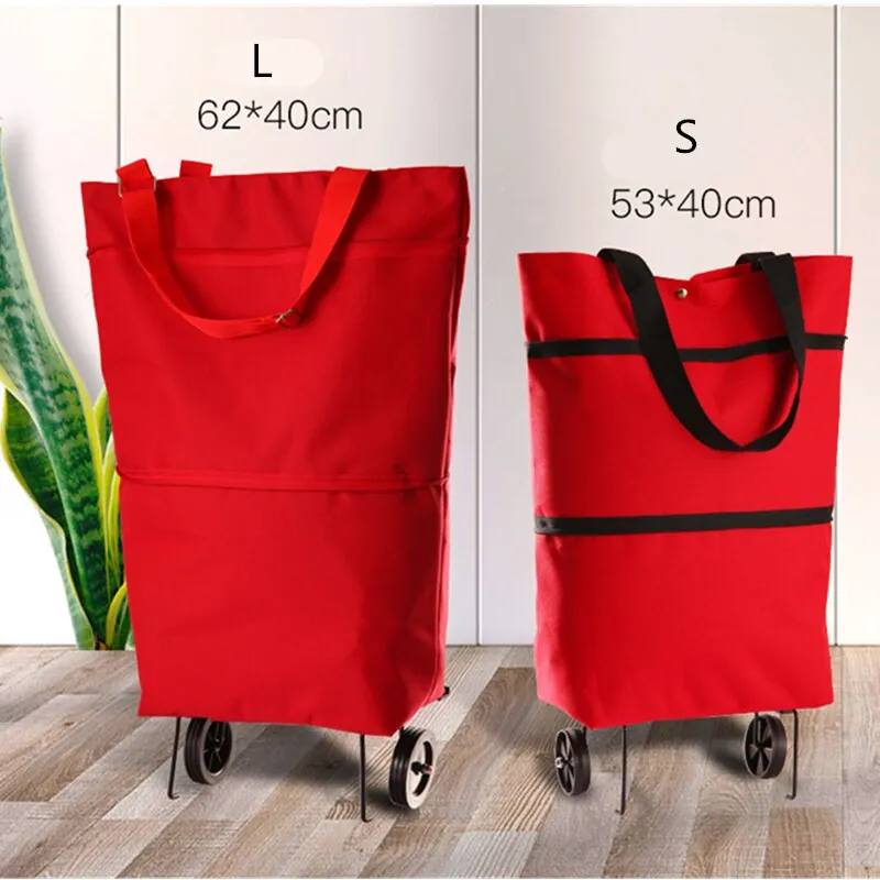 Oxford Folding Shopping Bag Shopping Cart Wheels Bag Small Pull Cart Women's Buy Vegetables Bag Shopping Organizer Tug Package