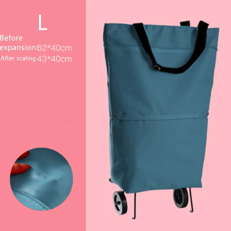 Oxford Folding Shopping Bag Shopping Cart Wheels Bag Small Pull Cart Women's Buy Vegetables Bag Shopping Organizer Tug Package