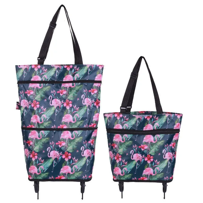 Oxford Folding Shopping Bag Shopping Cart Wheels Bag Small Pull Cart Women's Buy Vegetables Bag Shopping Organizer Tug Package