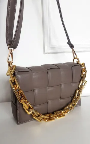 Padded Shoulder Bag with Chain Detail Padded Shoulder Bag with Chain Detail