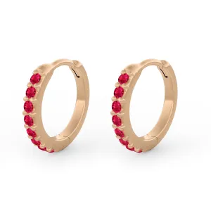 Paola Clicker Hoops, Red Ruby Paola Clicker Hoops, Red Ruby