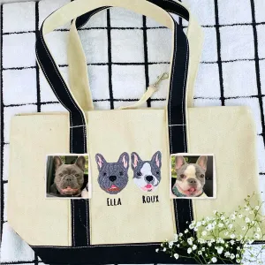 Personalized Dog Tote Bag with Custom Embroidered Photo - Unique Dog Mom Gift Idea Personalized Dog Tote Bag with Custom Embroidered Photo - Unique Dog Mom Gift Idea