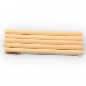 Reusable Bamboo Straws with Cleaner (Set of 5) Reusable Bamboo Straws with Cleaner (Set of 5)