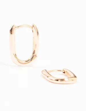 Rose Gold Plated Sterling Silver Sleek Oval Huggie Earrings Rose Gold Plated Sterling Silver Sleek Oval Huggie Earrings