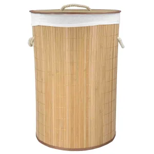 Round Foldable Bamboo Hamper, Natural Round Foldable Bamboo Hamper, Natural
