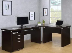 Skylar 2-piece Home Office Set L-Shape Desk with File Cabinet Cappuccino Skylar 2-piece Home Office Set L-Shape Desk with File Cabinet Cappuccino