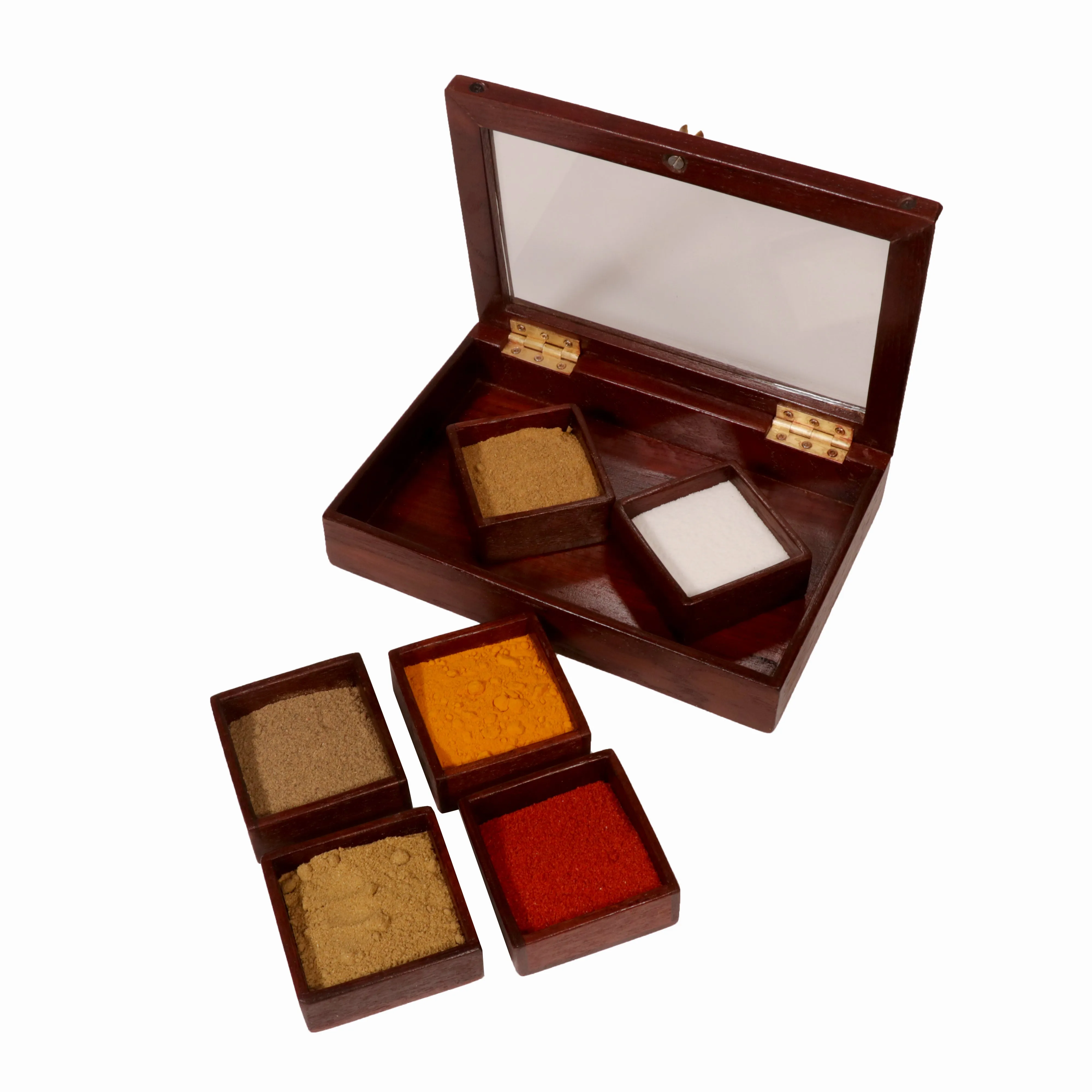 Solid Indian Teak wood Masala Box