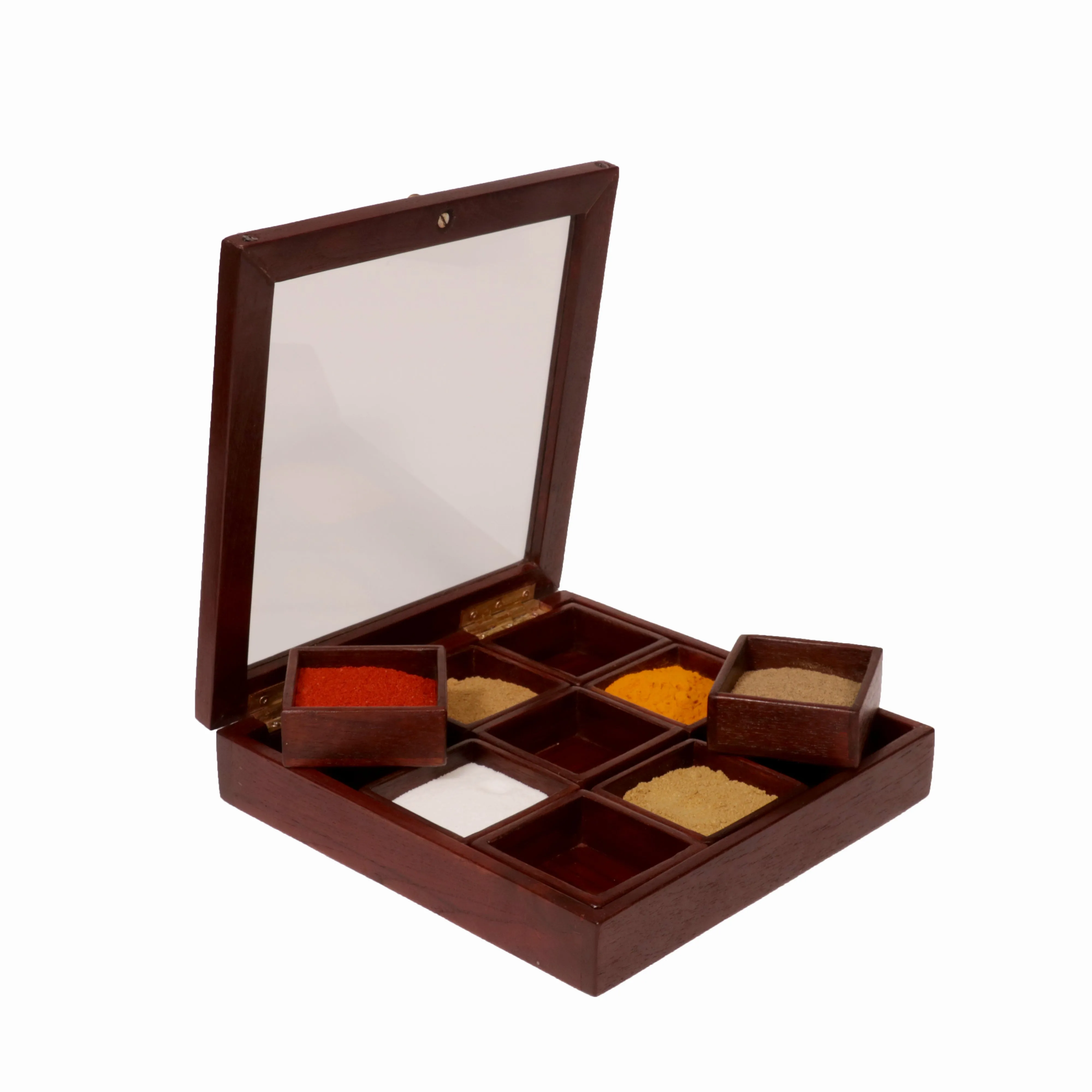Solid Indian Teak wood Masala Box