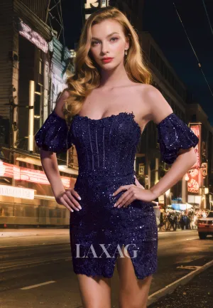 Strapless Off Shoulder Appliques Sequins Fitted Party Homecoming Dress Strapless Off Shoulder Appliques Sequins Fitted Party Homecoming Dress