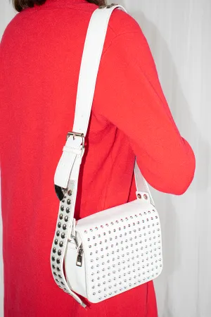 Studded All Over Adjustable Strap Bag in White Studded All Over Adjustable Strap Bag in White