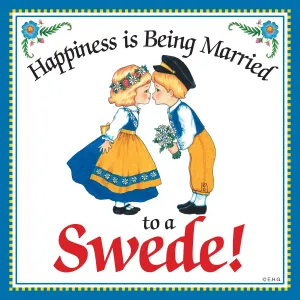 Swedish Souvenirs Magnet Tile Happiness Married Swede Swedish Souvenirs Magnet Tile Happiness Married Swede
