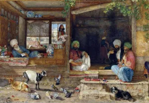 The Kabab Shop In Scutari Asia Minor - John Frederick Lewis - c1858 Vintage Orientalist Painting - Framed Prints The Kabab Shop In Scutari Asia Minor - John Frederick Lewis - c1858 Vintage Orientalist Painting - Framed Prints