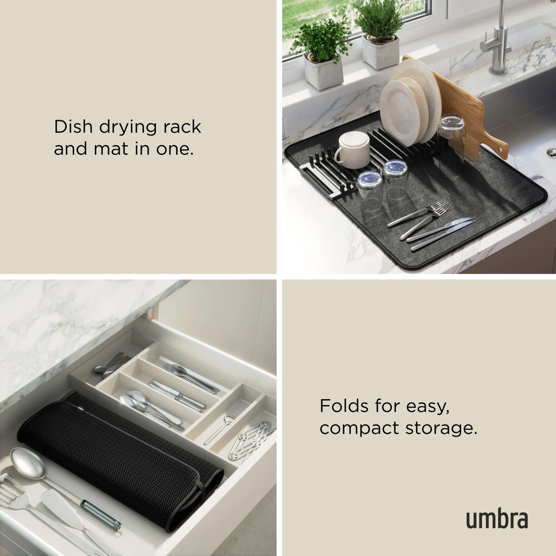 UDry Dish Drying Rack with Mat