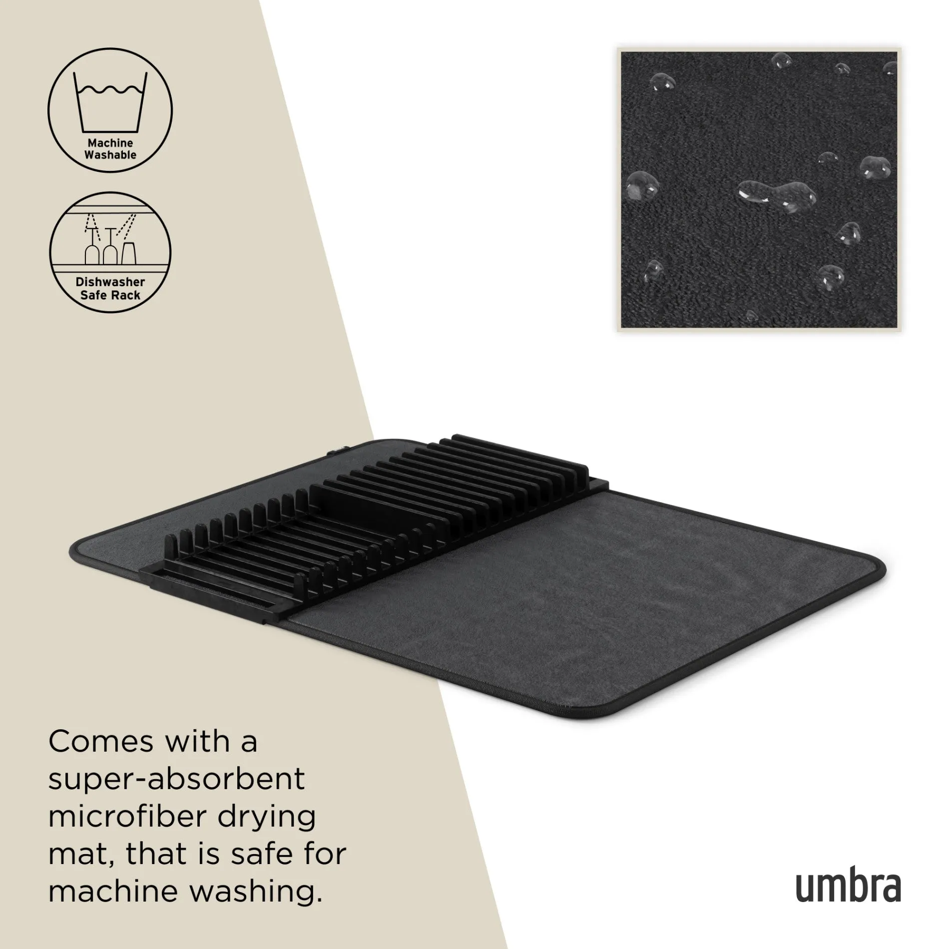 UDry Dish Drying Rack with Mat