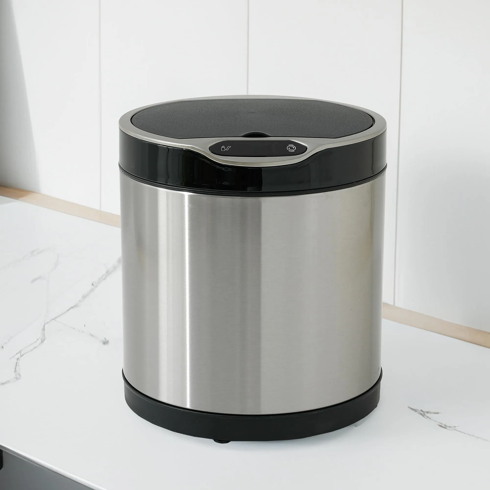 UMAI Stainless Steel Dustbin With Lid | Automatic Dustbin With Inner Bucket | 6L | Dustbin For Kitchen | Round | Dustbin For Bathroom | Dustbin For Bedroom | Dustbin For Home & Office | Silver