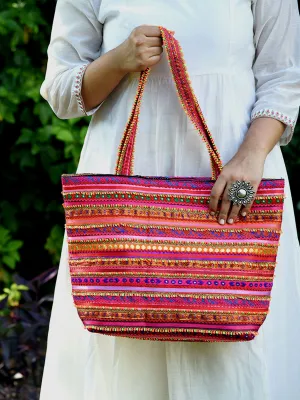 Upcycled Shopping Bag Pink Upcycled Shopping Bag Pink