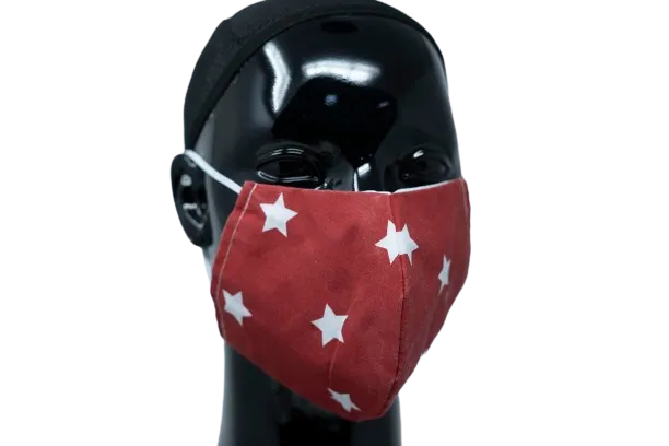Washable, Reusable Face Mask | Deep Red & Stars