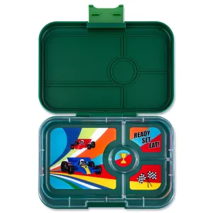 YUMBOX Leakproof Yumbox Tapas Greenwich Green - 4 C -Race Cars Tray YUMBOX Leakproof Yumbox Tapas Greenwich Green - 4 C -Race Cars Tray